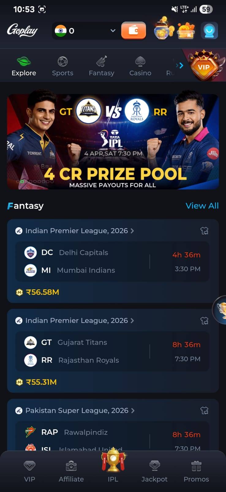GoPlay IPL 2026 special contest and fantasy team selection.